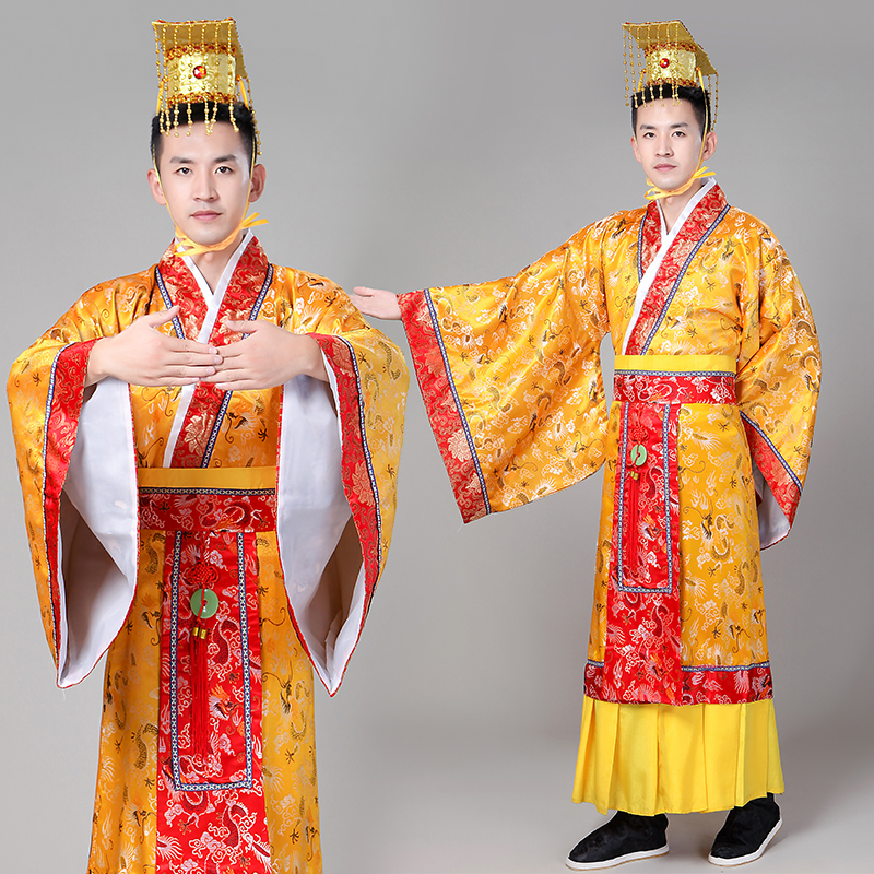 唐朝皇帝服裝古裝秦朝漢武帝古代龍袍太子男士兒童古裝演齣服