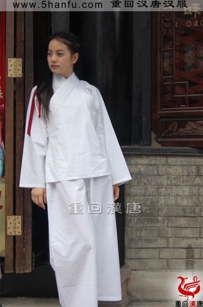 古裝漢服中衣男女 古代襦裙內衣全棉套裝 白色民族服裝睡衣