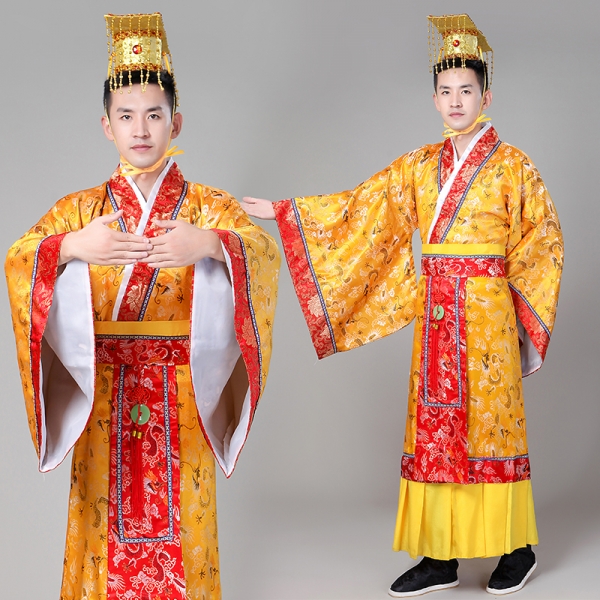 唐朝皇帝服裝古裝秦朝漢武帝古代龍袍太子男士兒童古裝演齣服