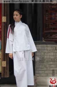 古装汉服中衣男女 古代襦裙内衣全棉套装 白色民族服装睡衣