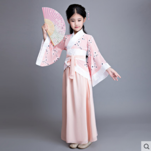 儿童汉服女公主改良棉麻小女孩古装服装女童舞台演出服女中国风冬