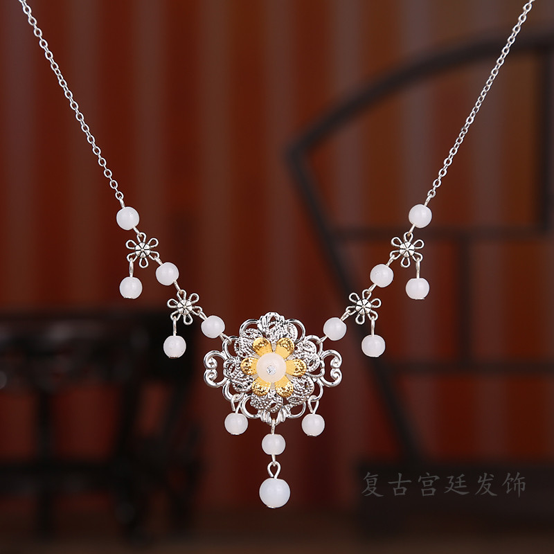 1 複古古典髮簪髮夾漢服演齣配飾 古裝眉心弔墜流蘇髮飾額飾品