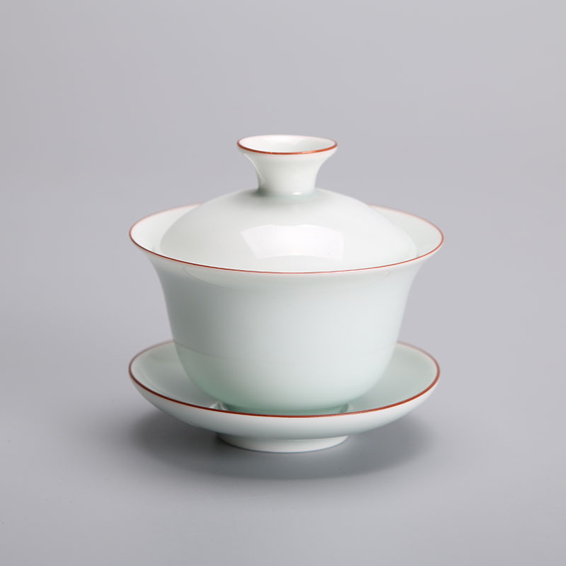 中式茶碗蓋碗複古大號瓷景德鎮古代茶盃蓋碗三纔純手工影青釉- 餐具- 中