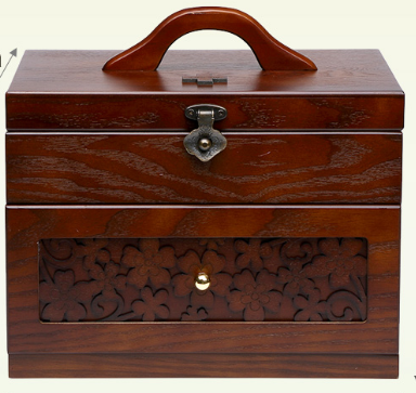 新中式複古仿古木質醫藥箱傢用提手帶鎖箱子齣診醫療箱兒童小藥箱