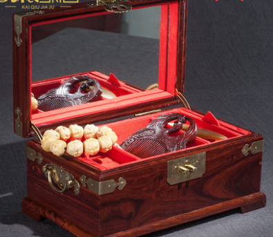 仿古双层实木梳妆盒珠宝盒中式项链收藏盒木饰品盒首饰盒木质