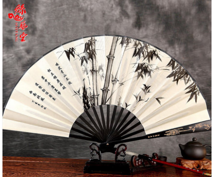 手工男士折扇定制中国风扇子雕刻丝绸大绢扇古典扇古风